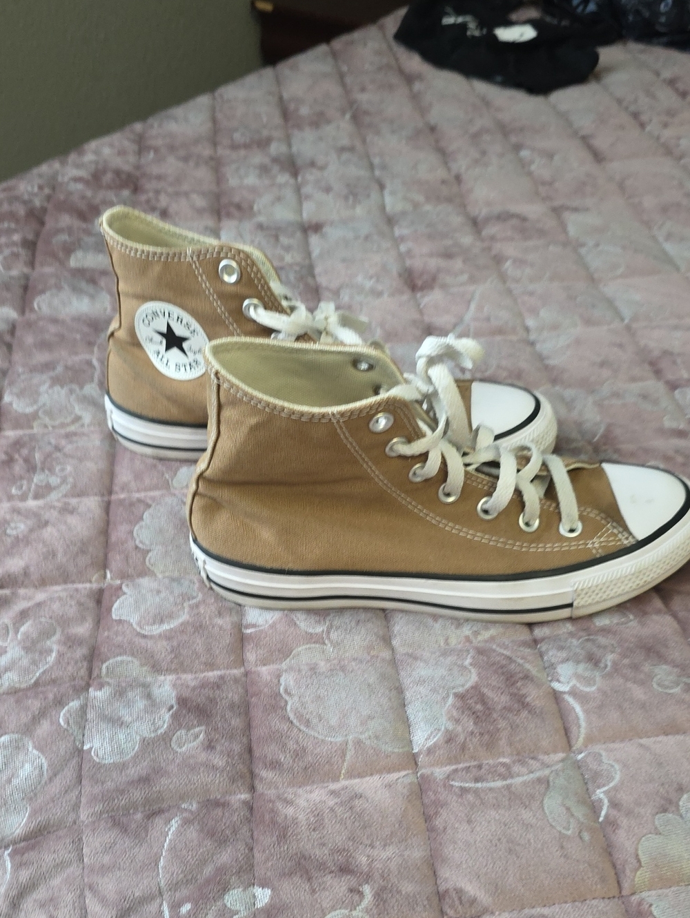 Converse High Top Sneakers - Tan Canvas with White Accents